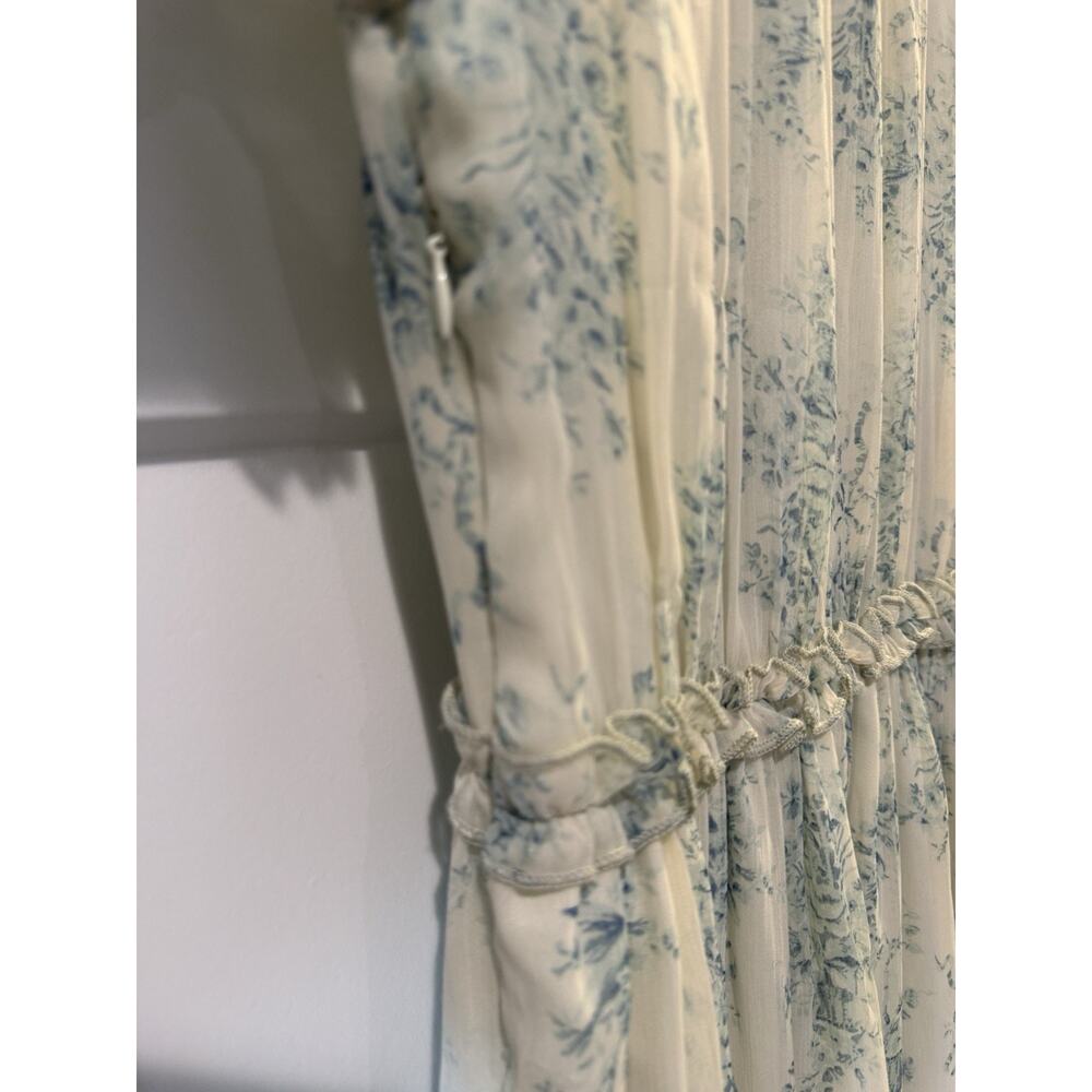 ASOS Design High Neck Maxi Dress Frill Edge Blue Floral Size 2 Coquette Cottage - Picture 7 of 13